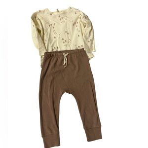 Quincy Mae Baby Unisex 2pc Lounge Set 18–24M Deer Print Top Brown Pants